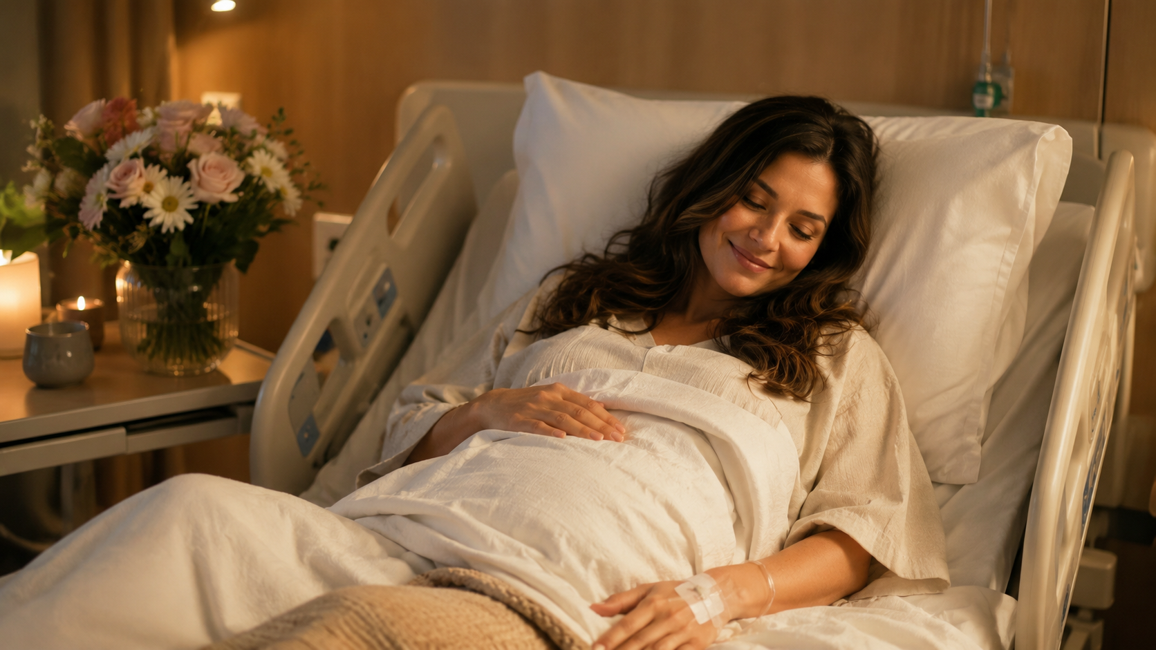 surrogacy after delivery — woman resting peacefully in hospital bed