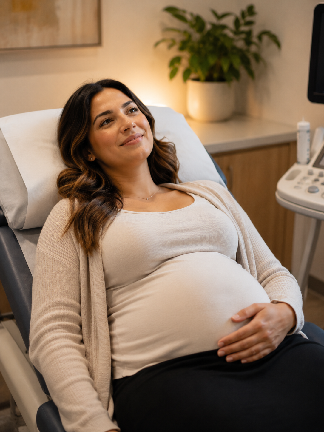 surrogacy IVF process — woman resting comfortably in warm clinic room